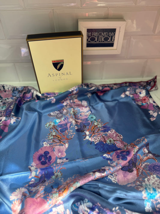 Aspinal “A” Floral scarf - Blue