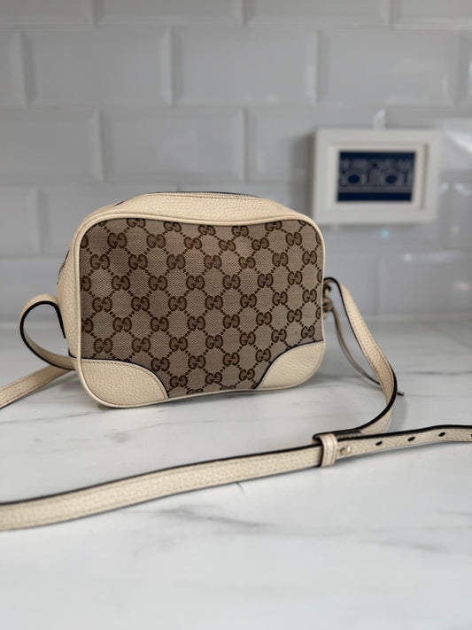 Gucci Bree Crossbody - Brown Canvas and Off White leather