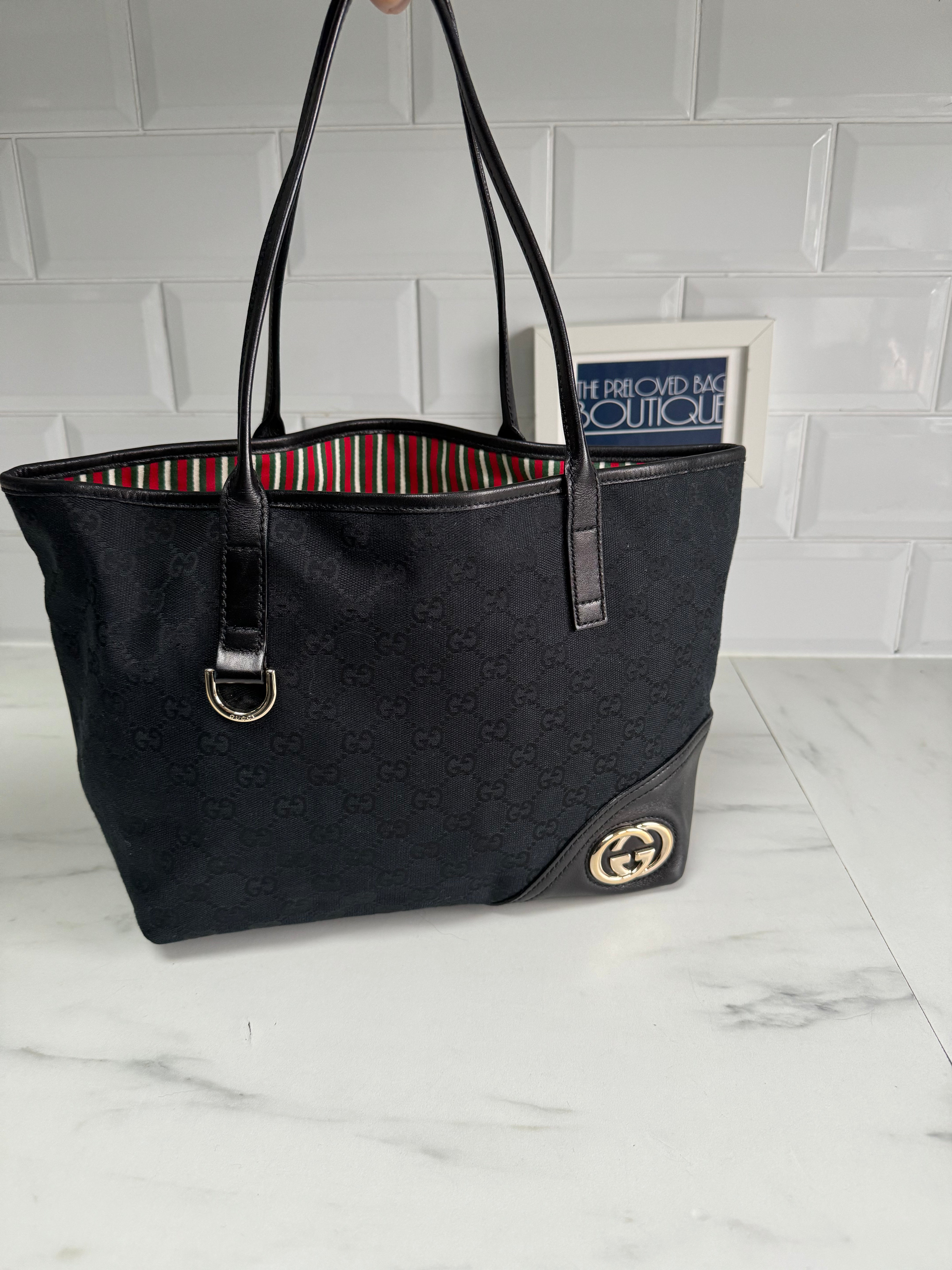 Gucci canvas bag discount black