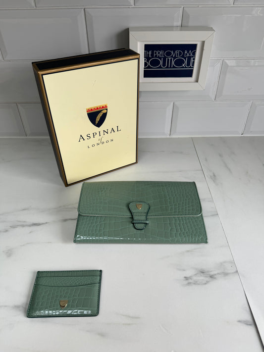 Aspinal of London Travel wallet & Card Holder - Green
