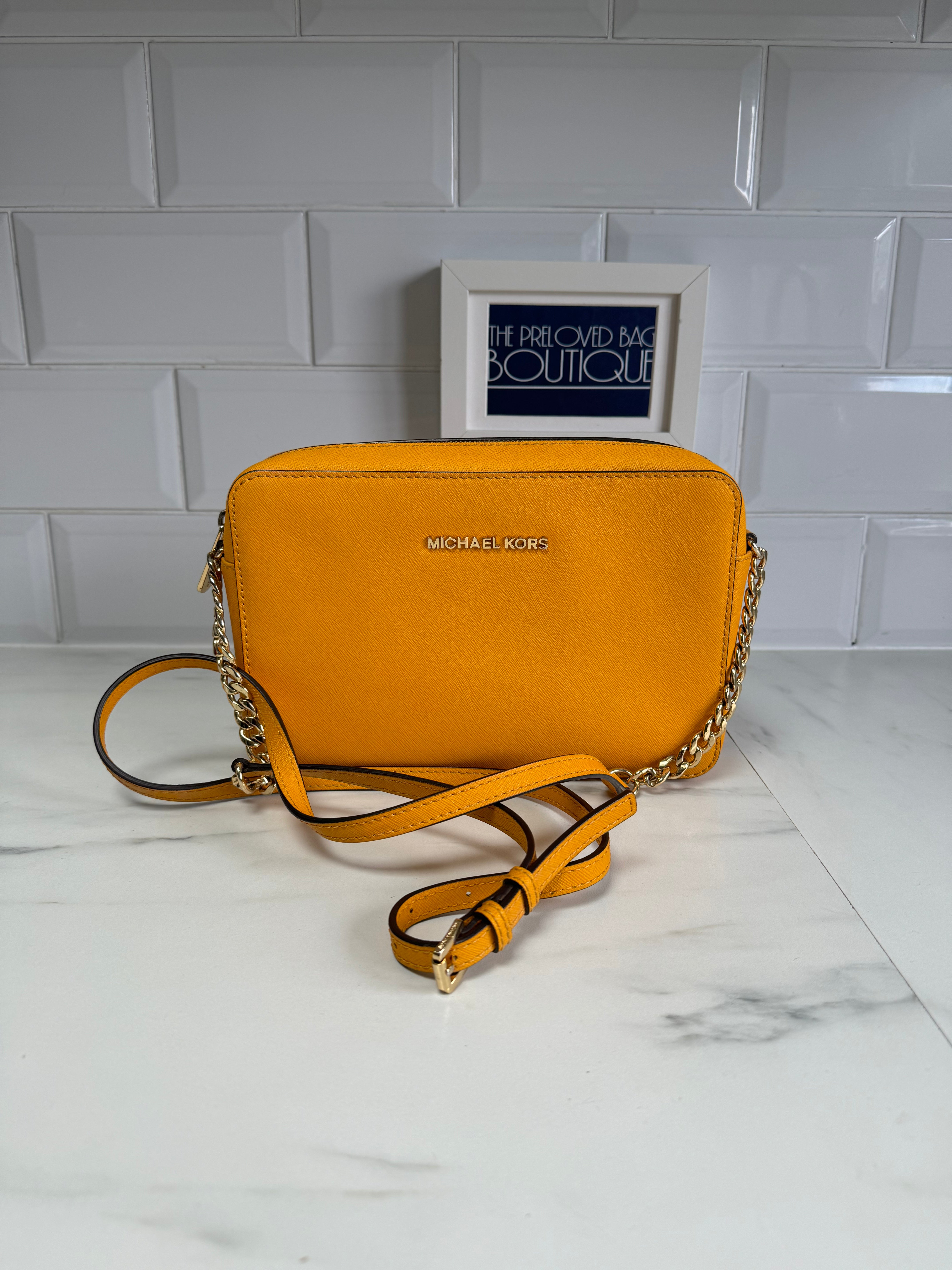 Michael Kors Jet Set crossbody bag yellow The Preloved Bag