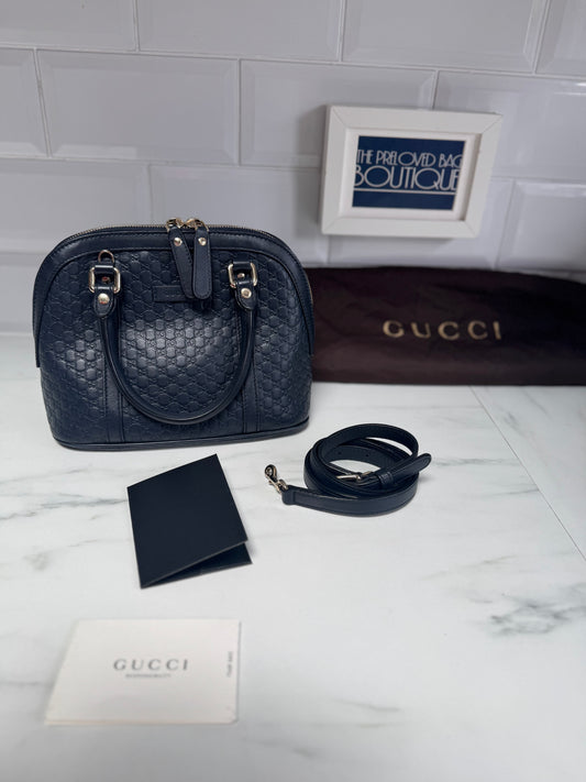 Gucci Guccissima Small Dome Bag - Navy