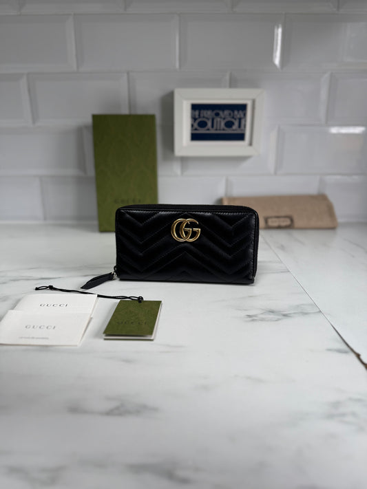 Gucci GG Marmont Zip Around Wallet - Black