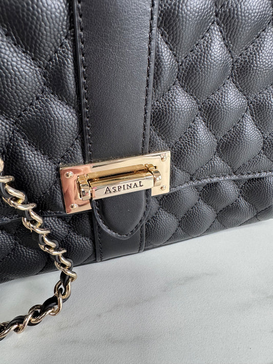 Aspinal of London Lottie Quilted Shoulder Bag - Black