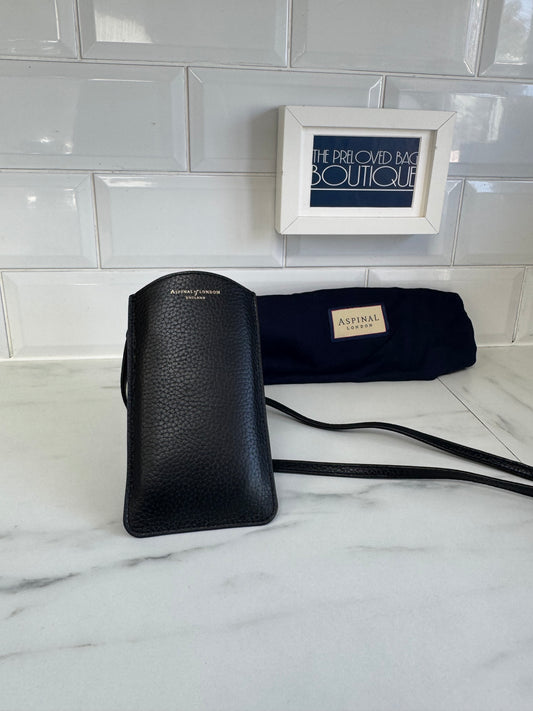 Aspinal of London Phone Pouch Cross Body Bag - Black
