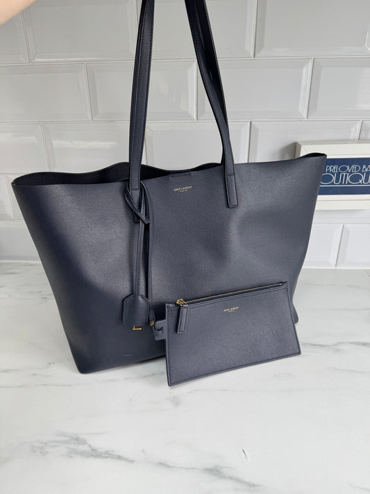 Saint Laurent (YSL) East West Tote - Navy Blue