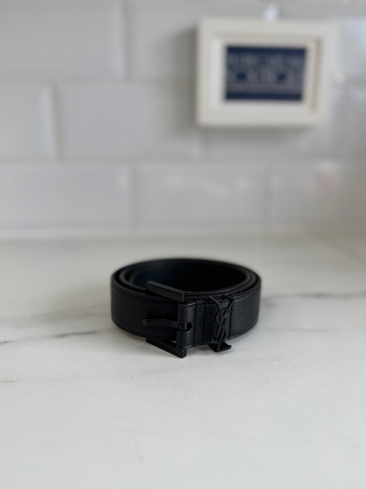 Saint Laurent “YSL” Cassandre 75 Belt - Black