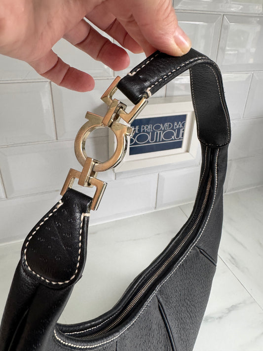 Ferragamo Gancini Shoulder Bag - Black