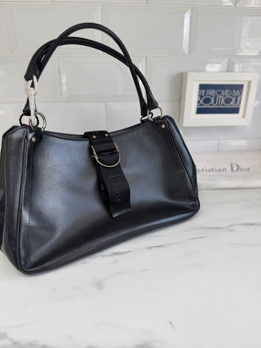 Christian Dior Diamanté Clip Shoulder Bag - Black