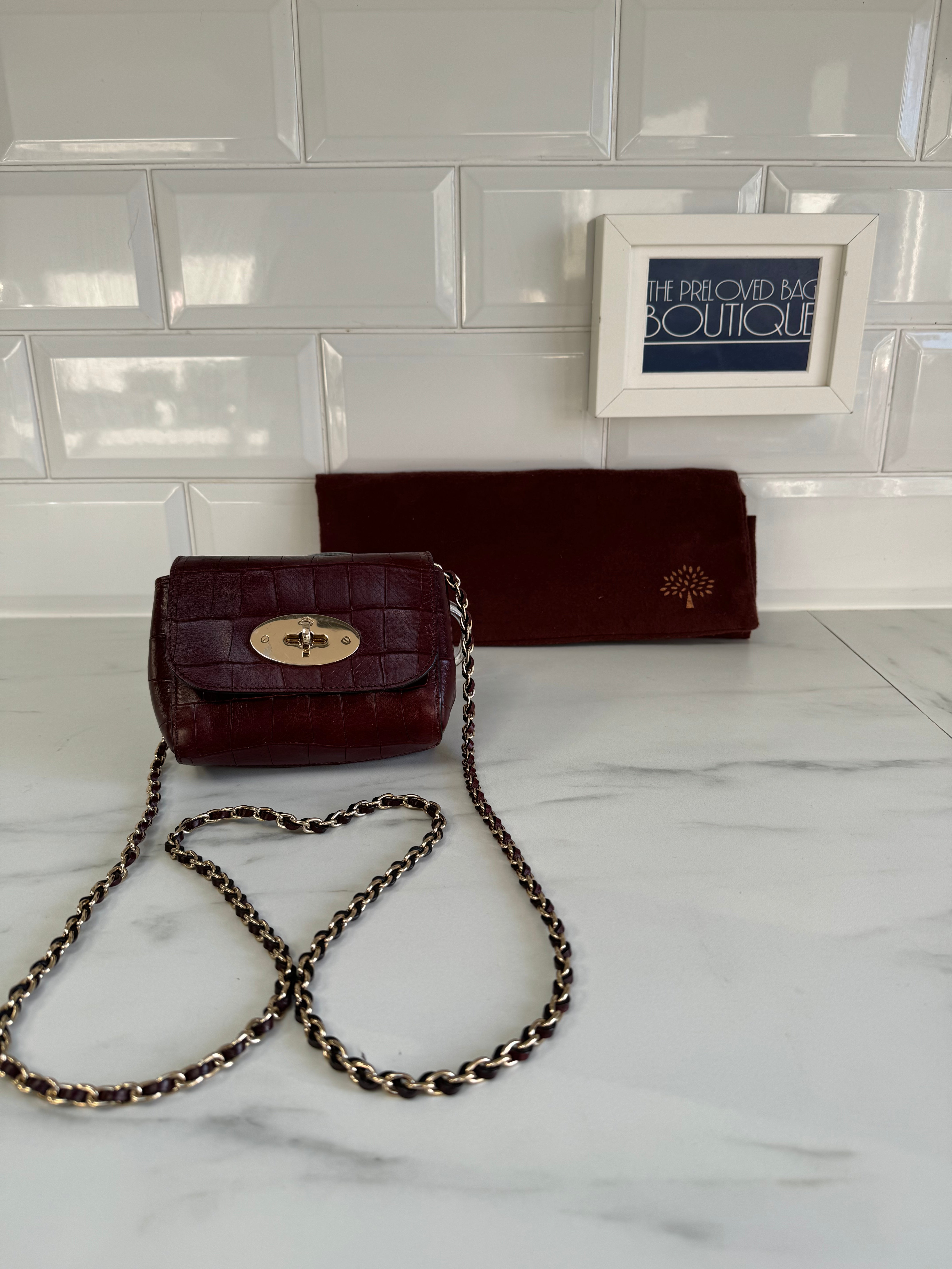 Mulberry Mini Lily Oxblood Croc Embossed The Preloved Bag