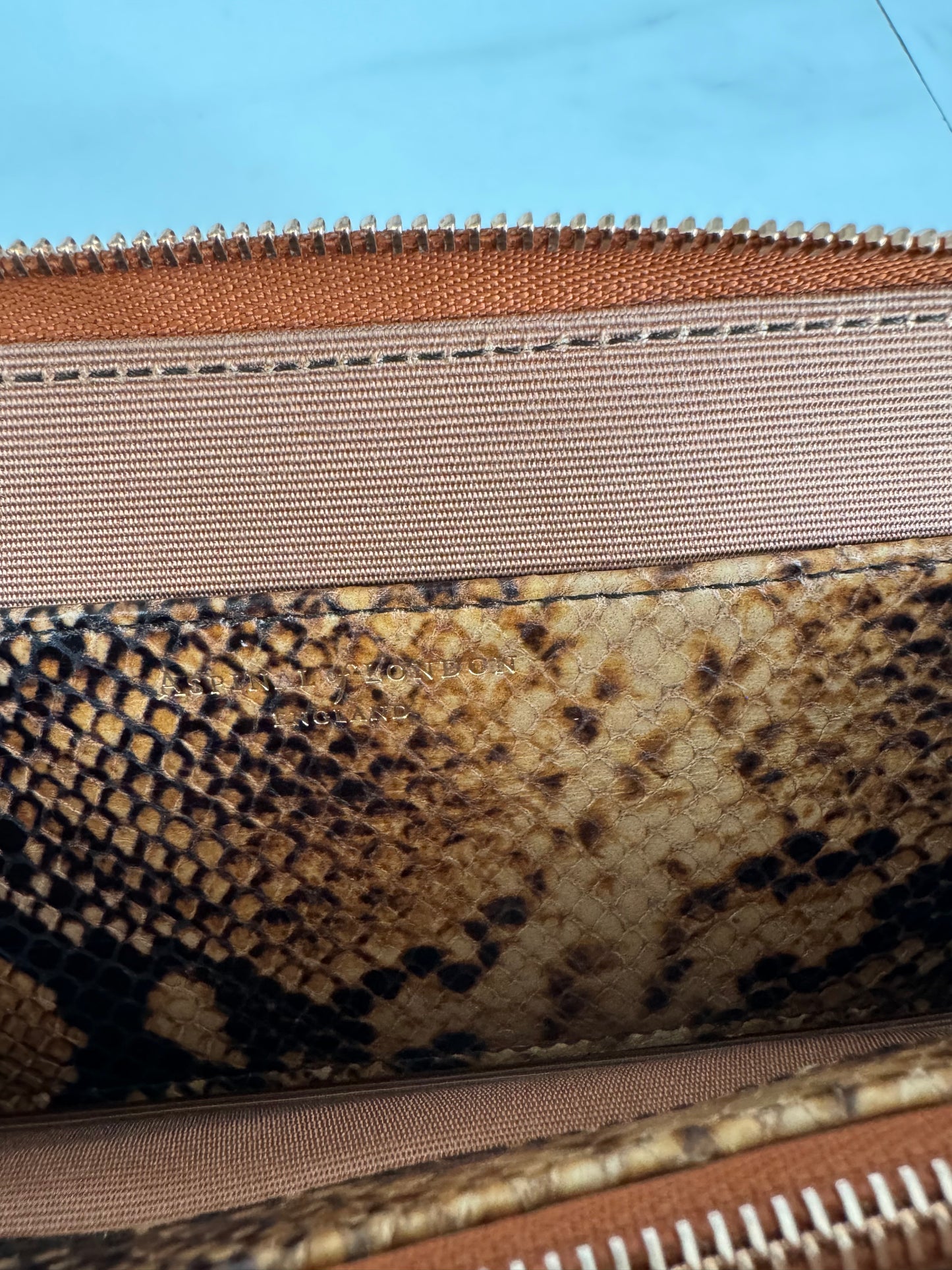 Aspinal of London Zip Arpund along Wallet - Snakeprint (Brown)