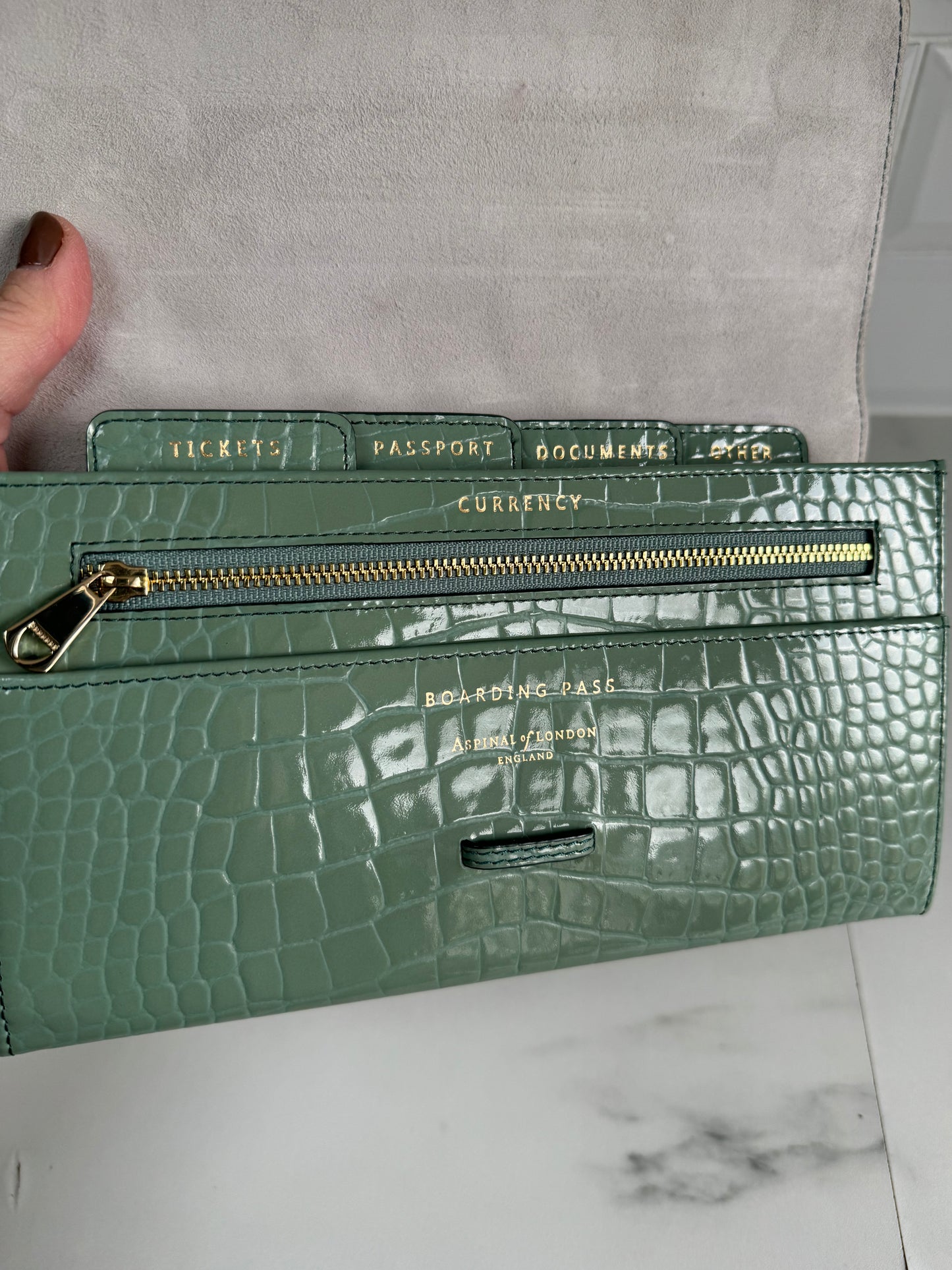 Aspinal of London Travel wallet & Card Holder - Green