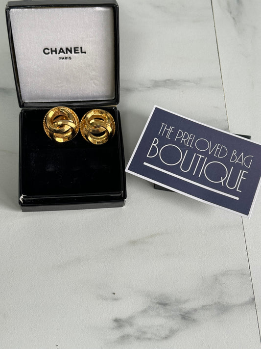 Chanel CC Gilded Gold clip on earrings