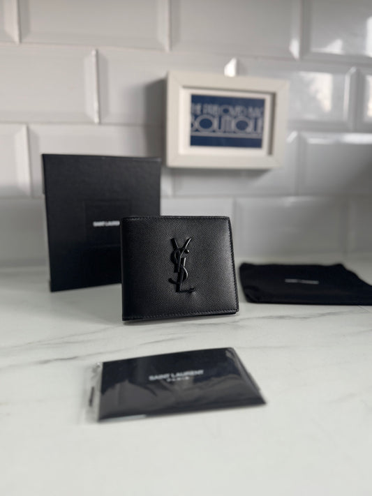 Saint Laurent (YSL) Monogram Bifold Card Holder/Wallet - Black