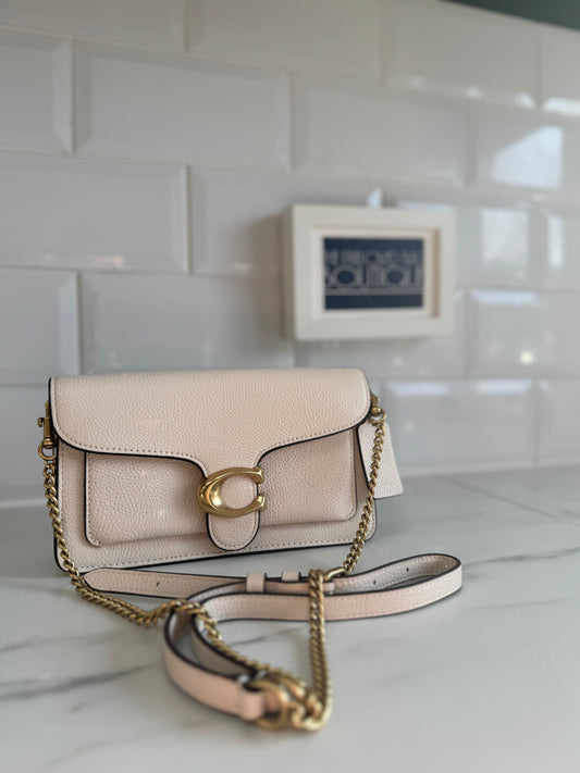 Coach Tabby Chain Clutch Shoulder Bag - Chalk