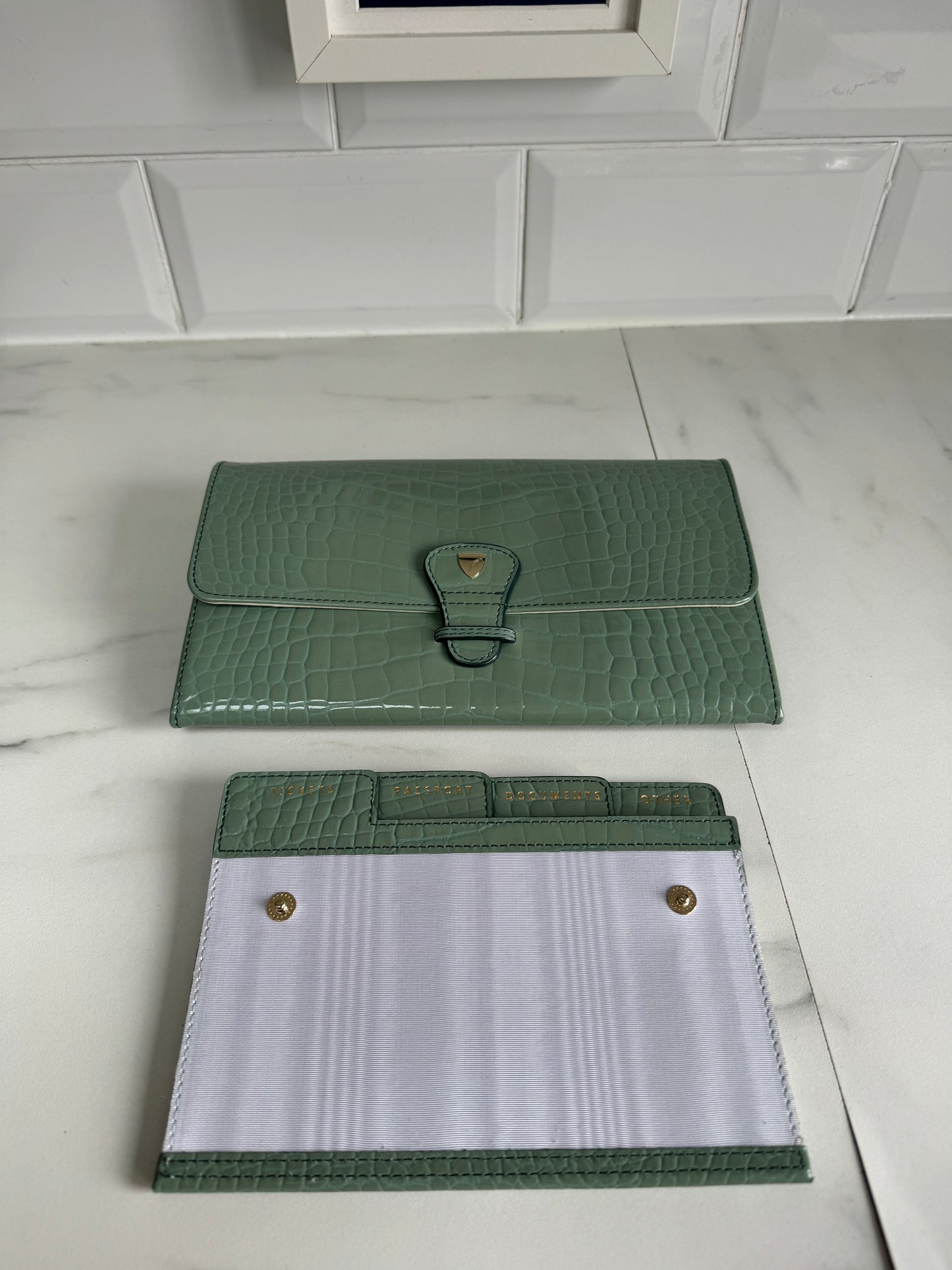 Aspinal of London Travel wallet & Card Holder - Green