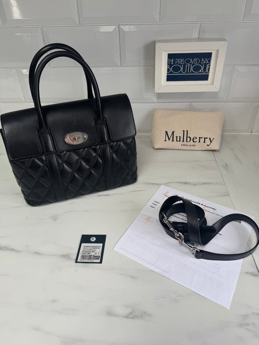 Mulberry Quilted Small Bayswater with Strap - Black