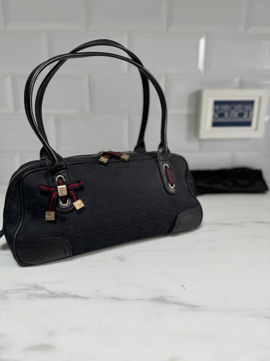 Gucci Black GG Canvas Web Princy Shoulder Bag - Black