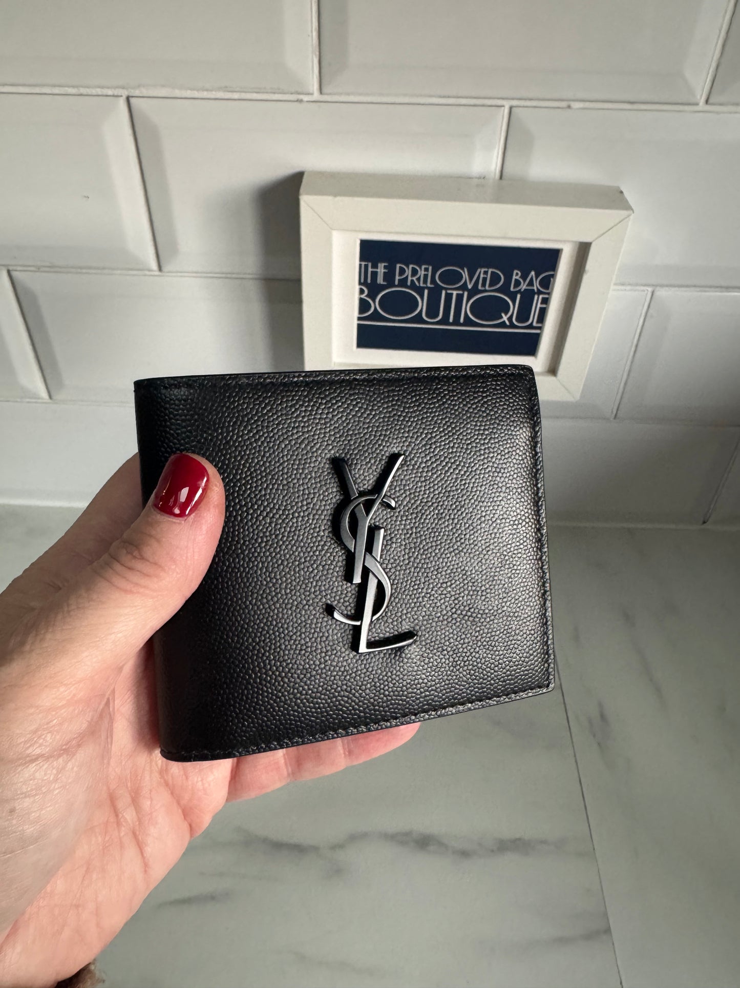 Saint Laurent (YSL) Monogram Bifold Card Holder/Wallet - Black