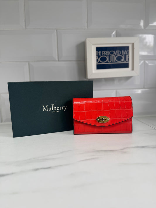 Mulberry Medium Darley wallet - Tomato Red Croc Embossed