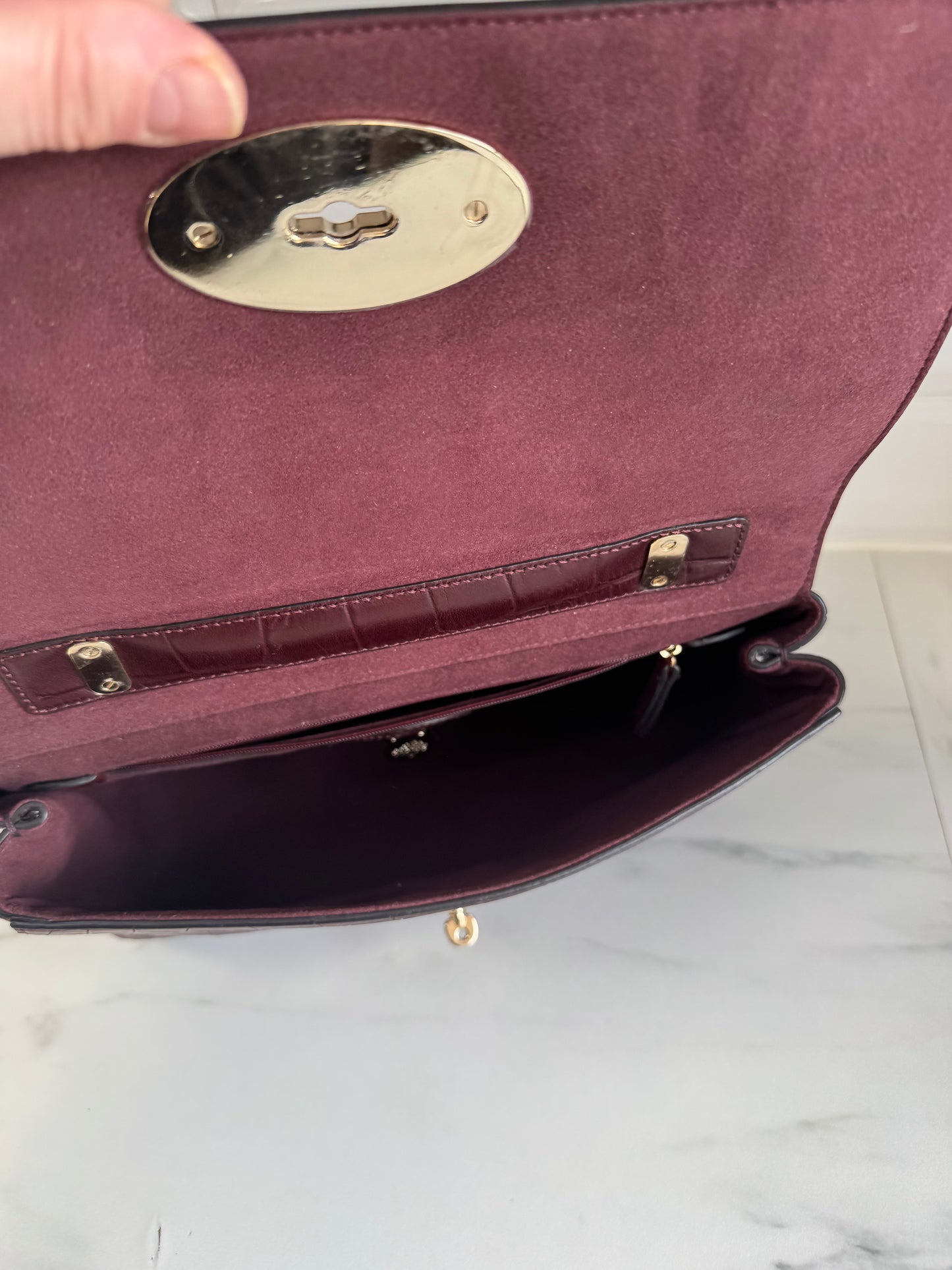 Mulberry Medium Lily - Oxblood Croc Embossed