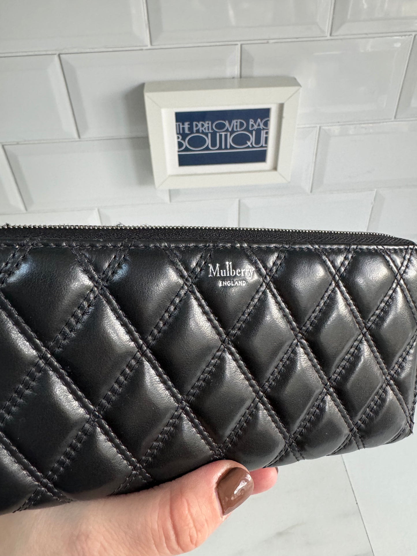 Mulberry Long Zip Around Quilted wallet - Black