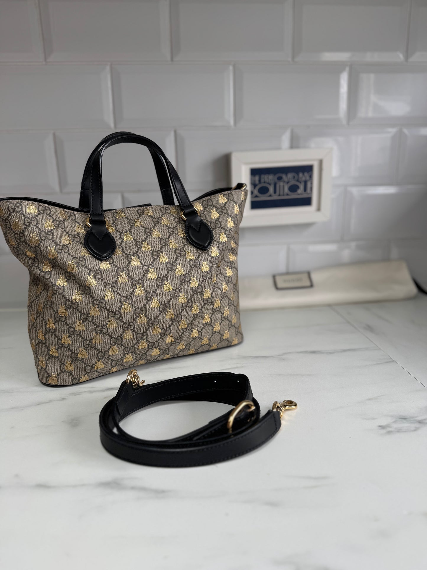 Gucci Supreme Bees Small Ltd Edition Cross Body Tote  - Grey