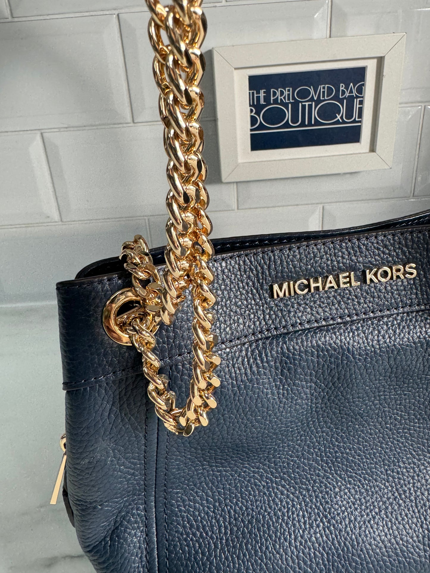 Michael Kors Jet Set Medium Shoulder Bag - Navy Blue