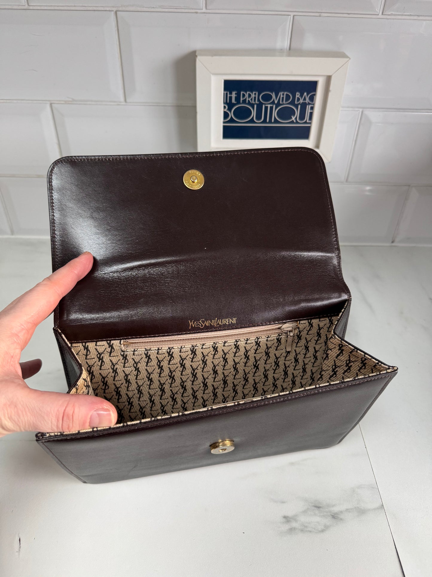 Yves Saint Laurent - Vintage Clutch with Studs - Brown