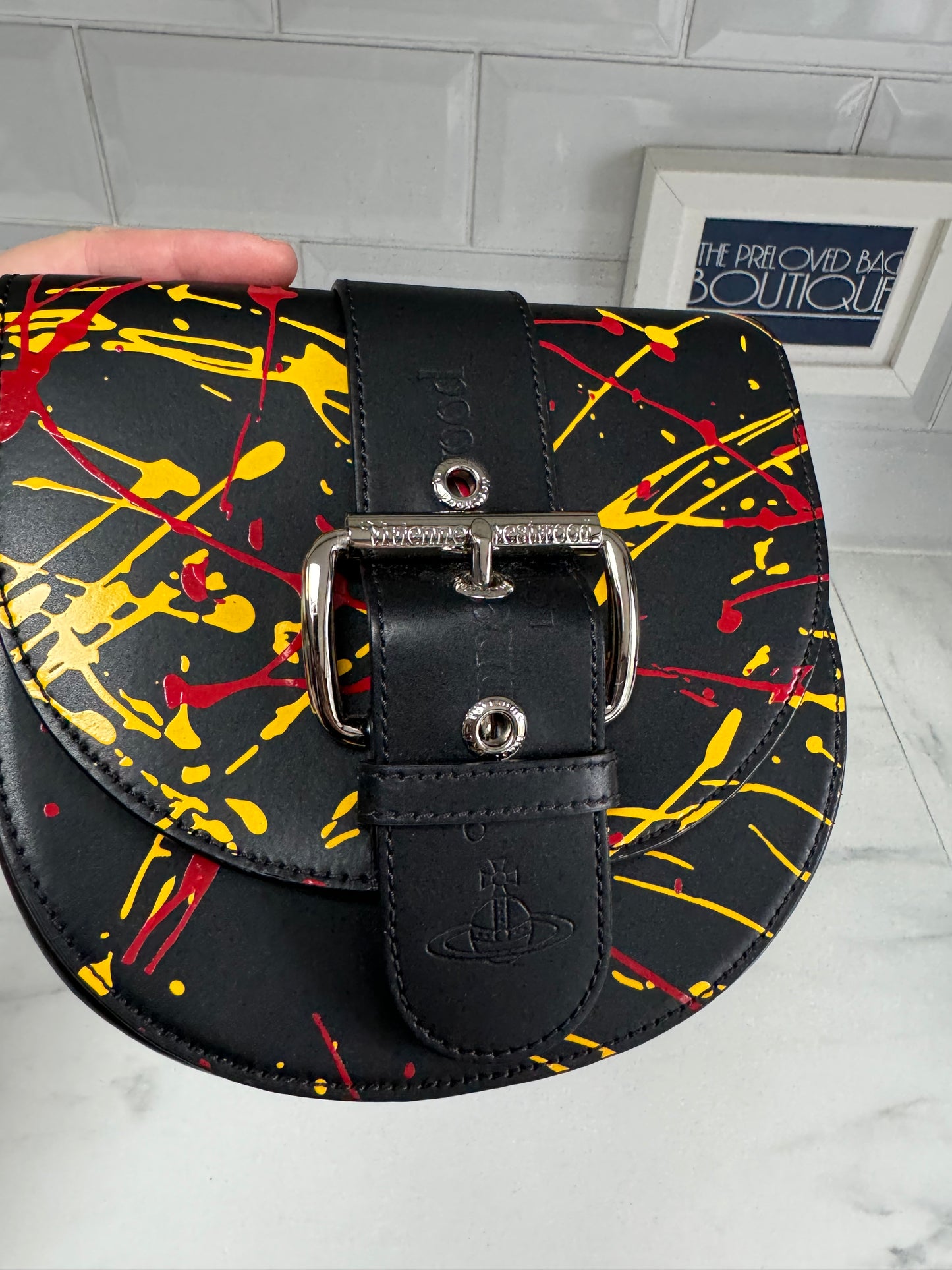 Vivienne Westwood Alex Saddle Bag - Black, Red & Yellow