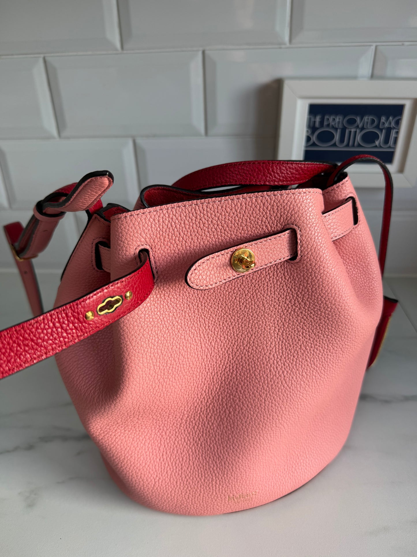 Mulberry Abbey Bucket Bag - Macaroon Pink & Red