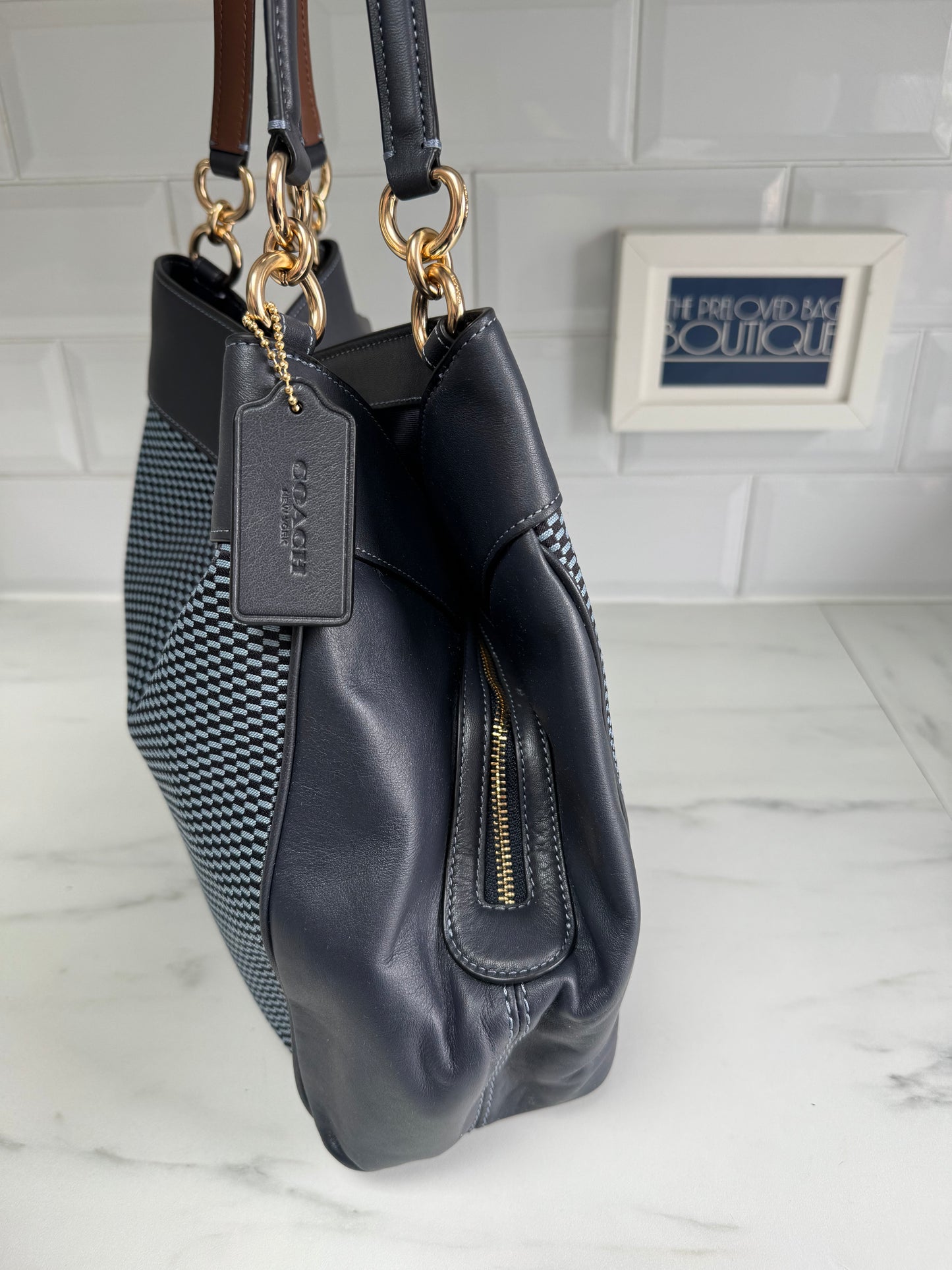 Coach Legacy Jacquard Shoulder Bag - Navy Blue