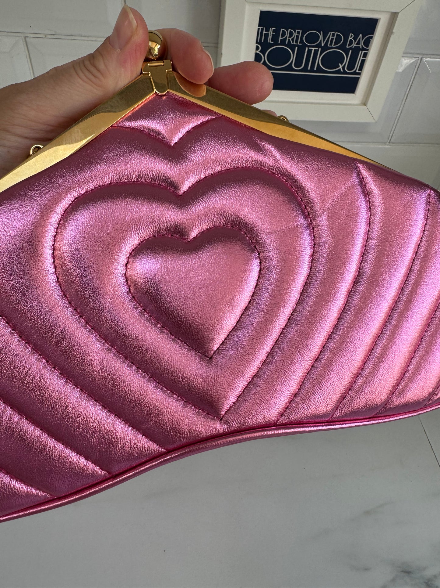 Mulberry Small Witney Heart Clutch - Metallic Pink