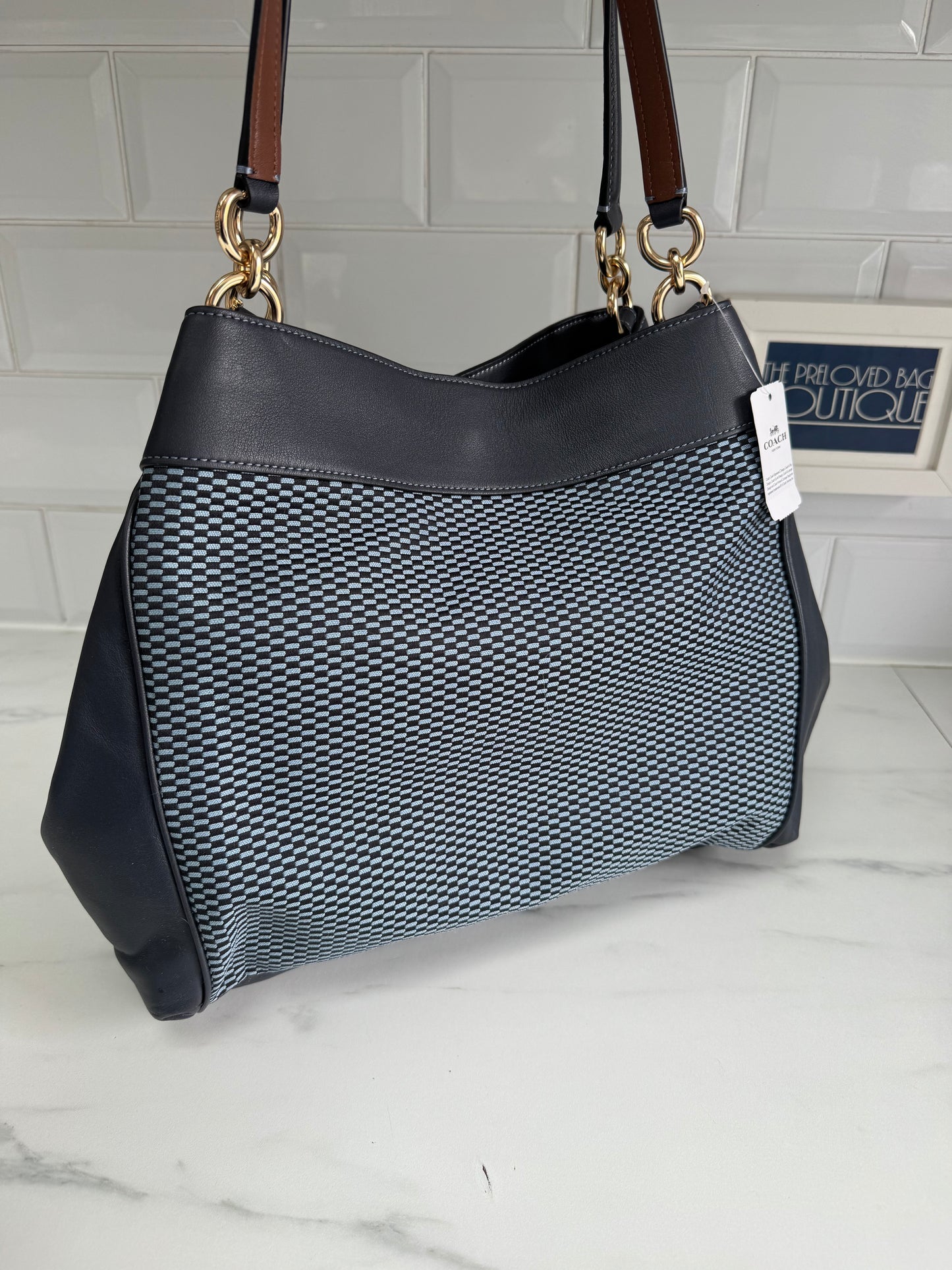 Coach Legacy Jacquard Shoulder Bag - Navy Blue