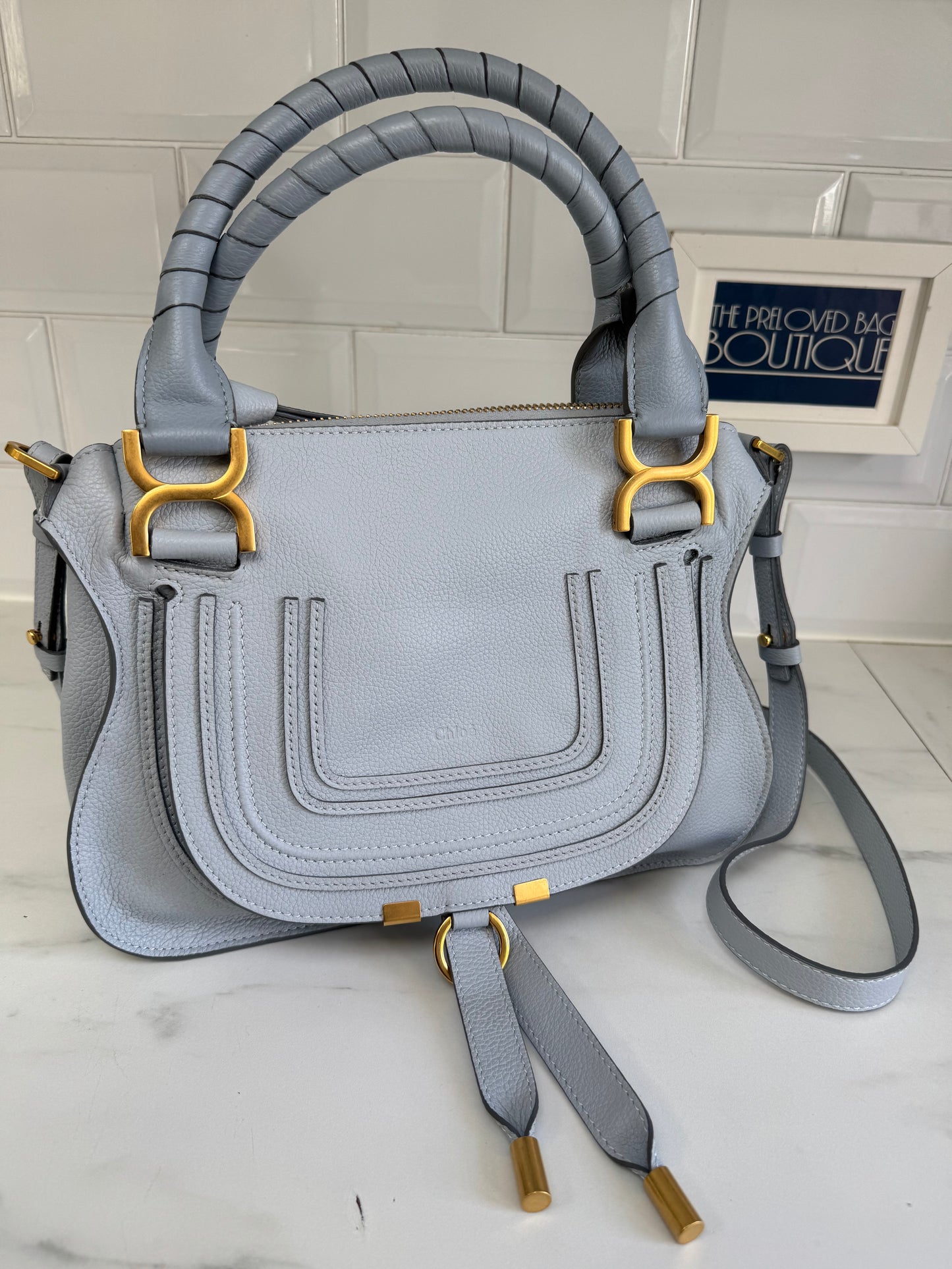 Chloé Small Marcie Saddle Bag - Washed Blue