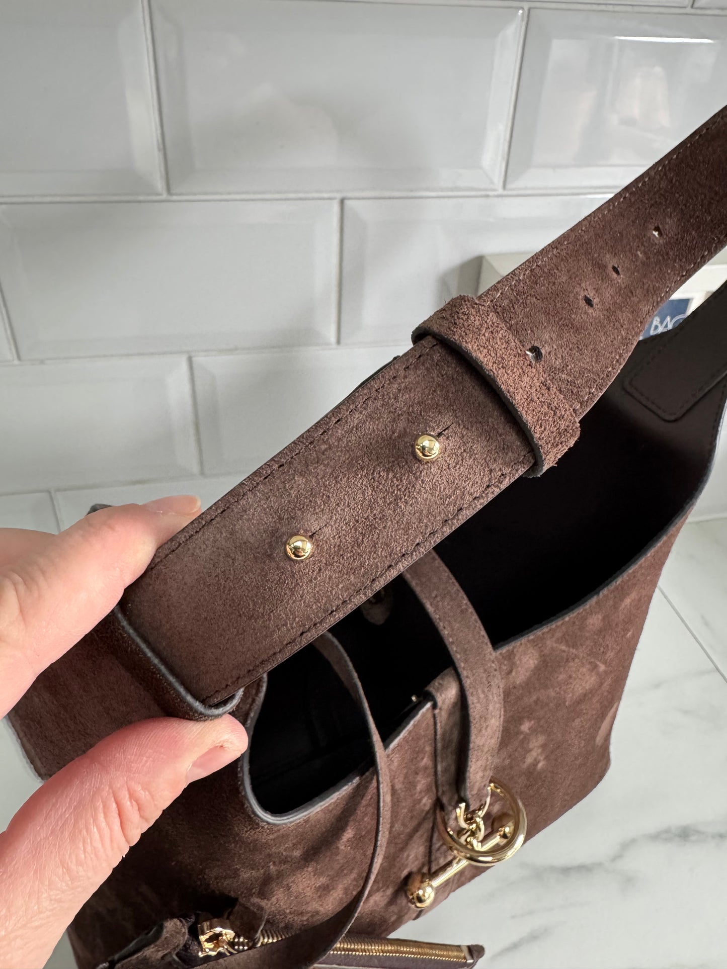 Strathberry Kite Hobo - Chocolate Suede