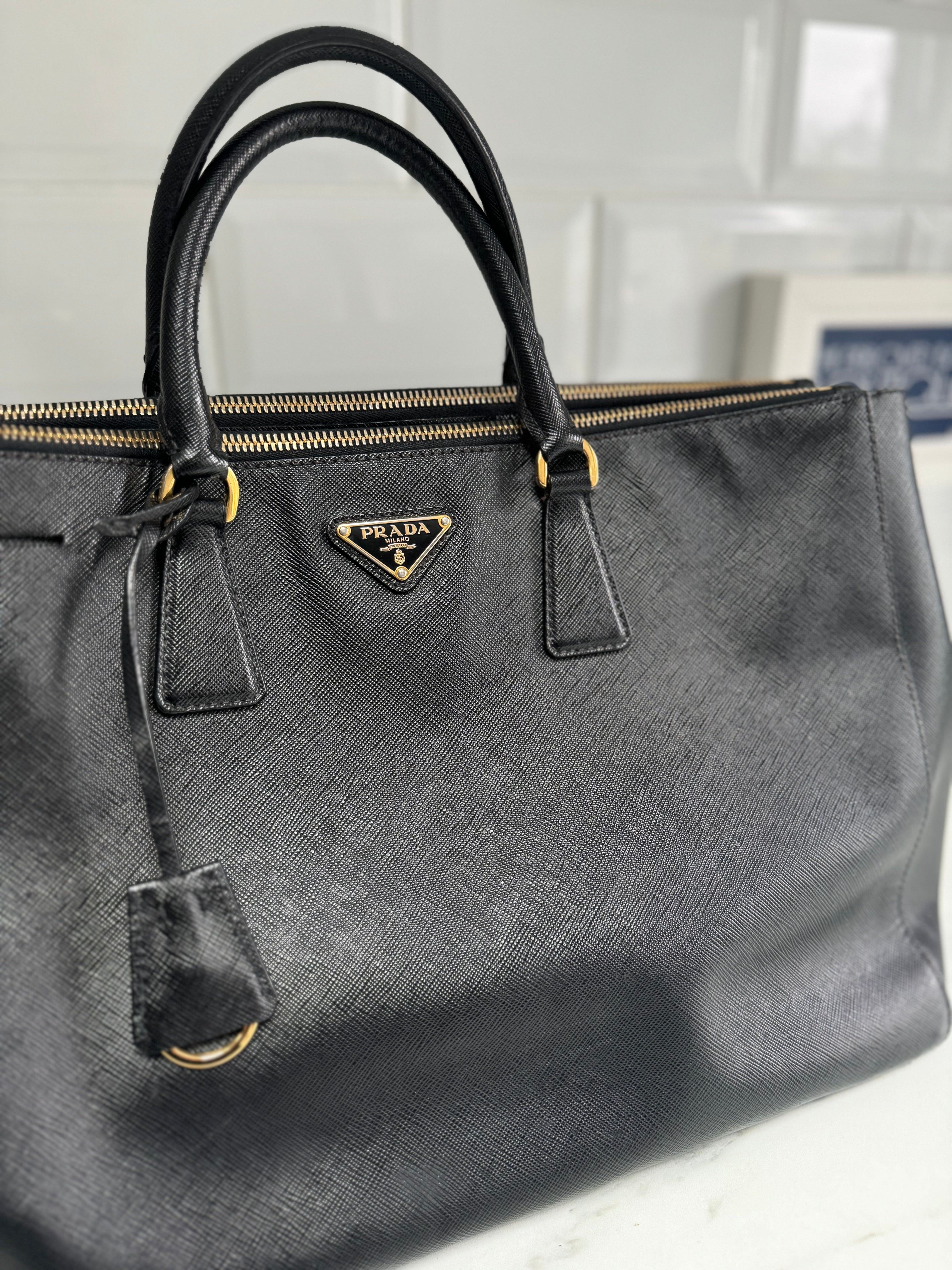 Prada Galleria Large Double Zip Executive Top Handle Tote Nero Blac The Preloved Bag Boutique