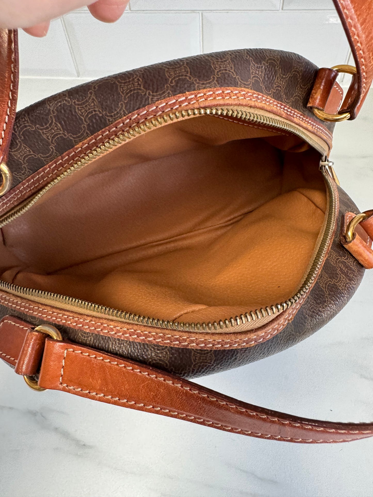 Celine Triomphe Macadam Small Vintage Bowling Bag - Monogram