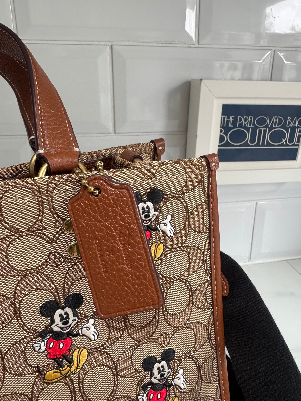 Coach Mickey Mouse Tote - Brown, Black and Red