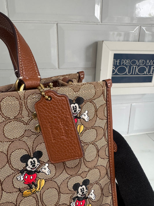 Coach Mickey Mouse Tote - Brown, Black and Red