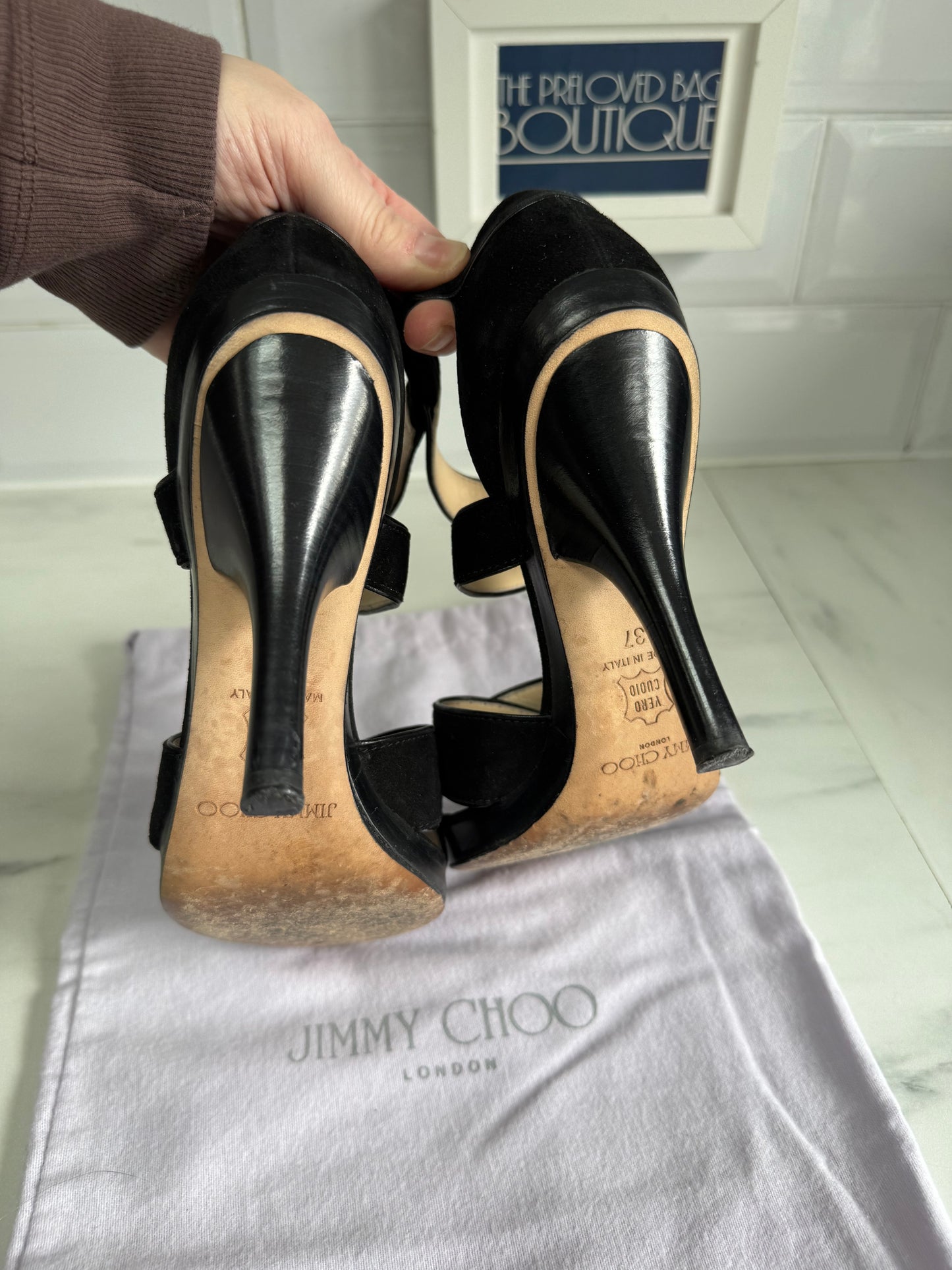 Jimmy Choo Florek Suede Platform Sandals - Black