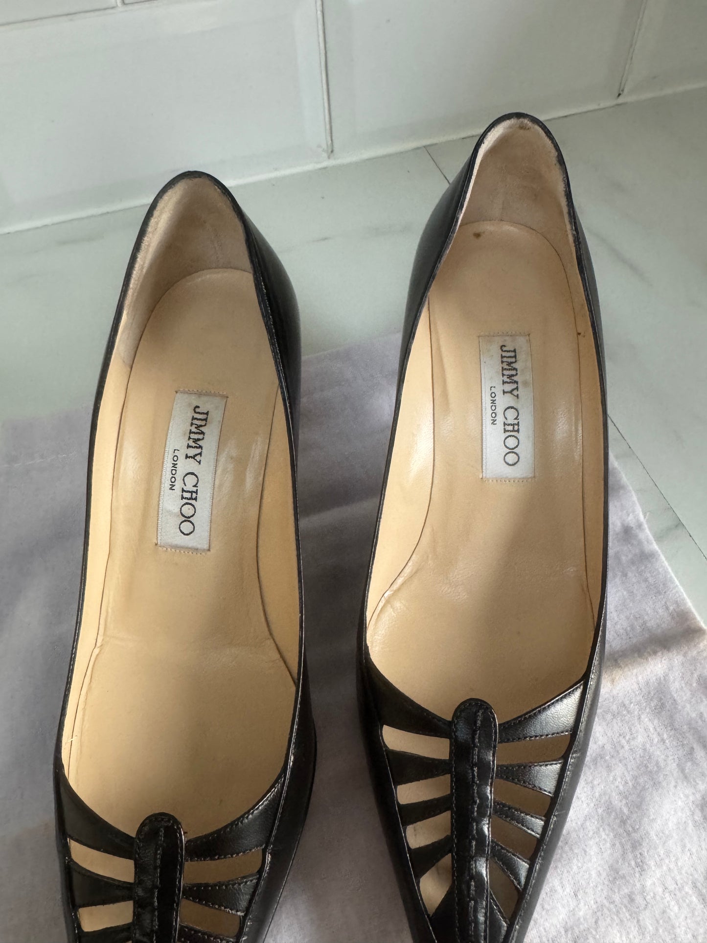 Jimmy Choo Cut Out Kitten Heels - Black