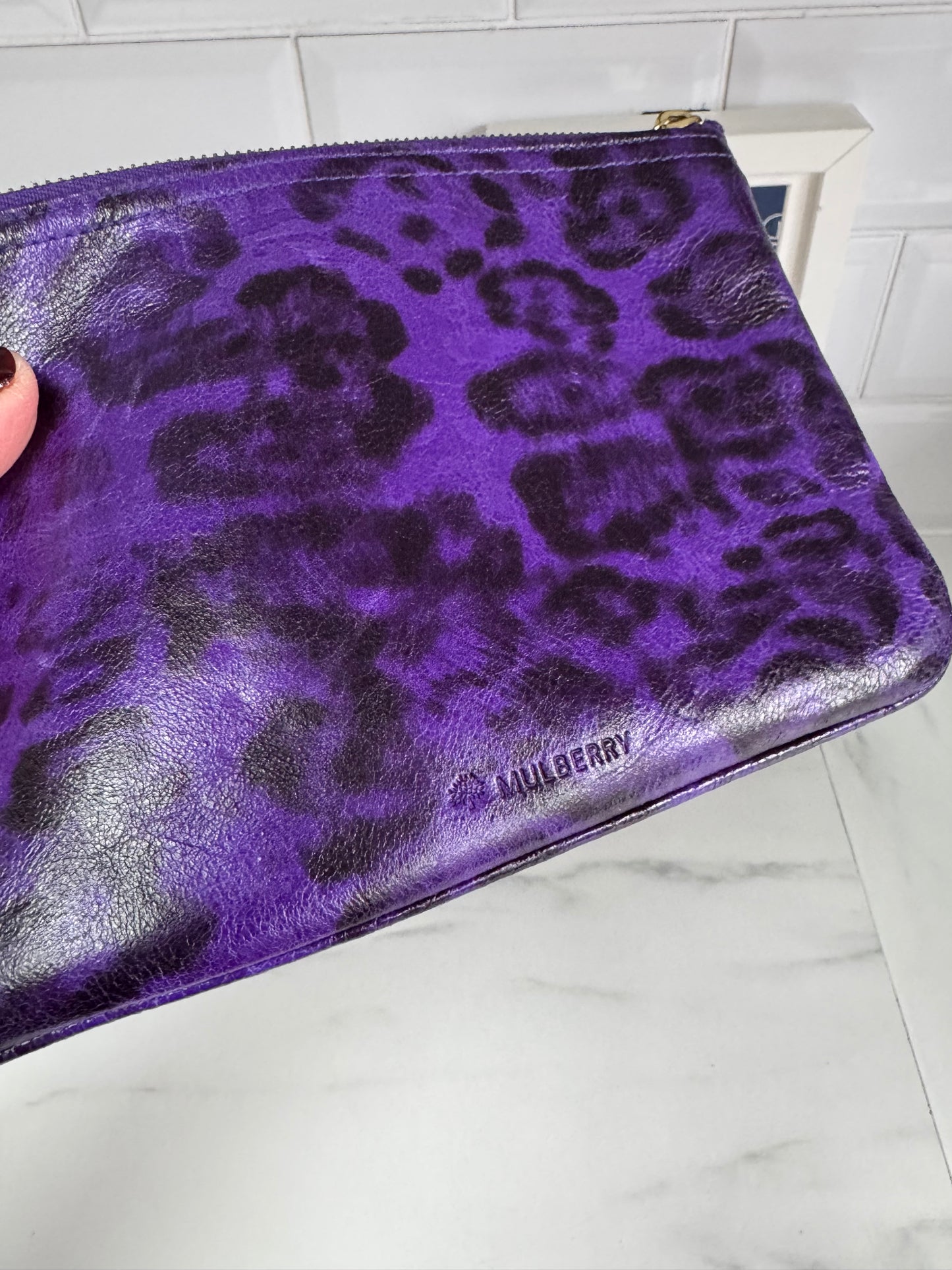 Mulberry Mitzy Zip Top Pouch - Purple Animal sprint