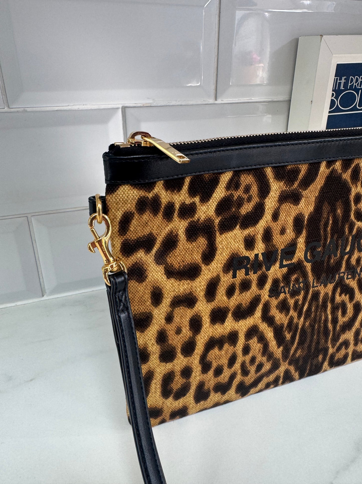 Saint Laurent Rive Gauche Wristlet Pouch - Animal Print