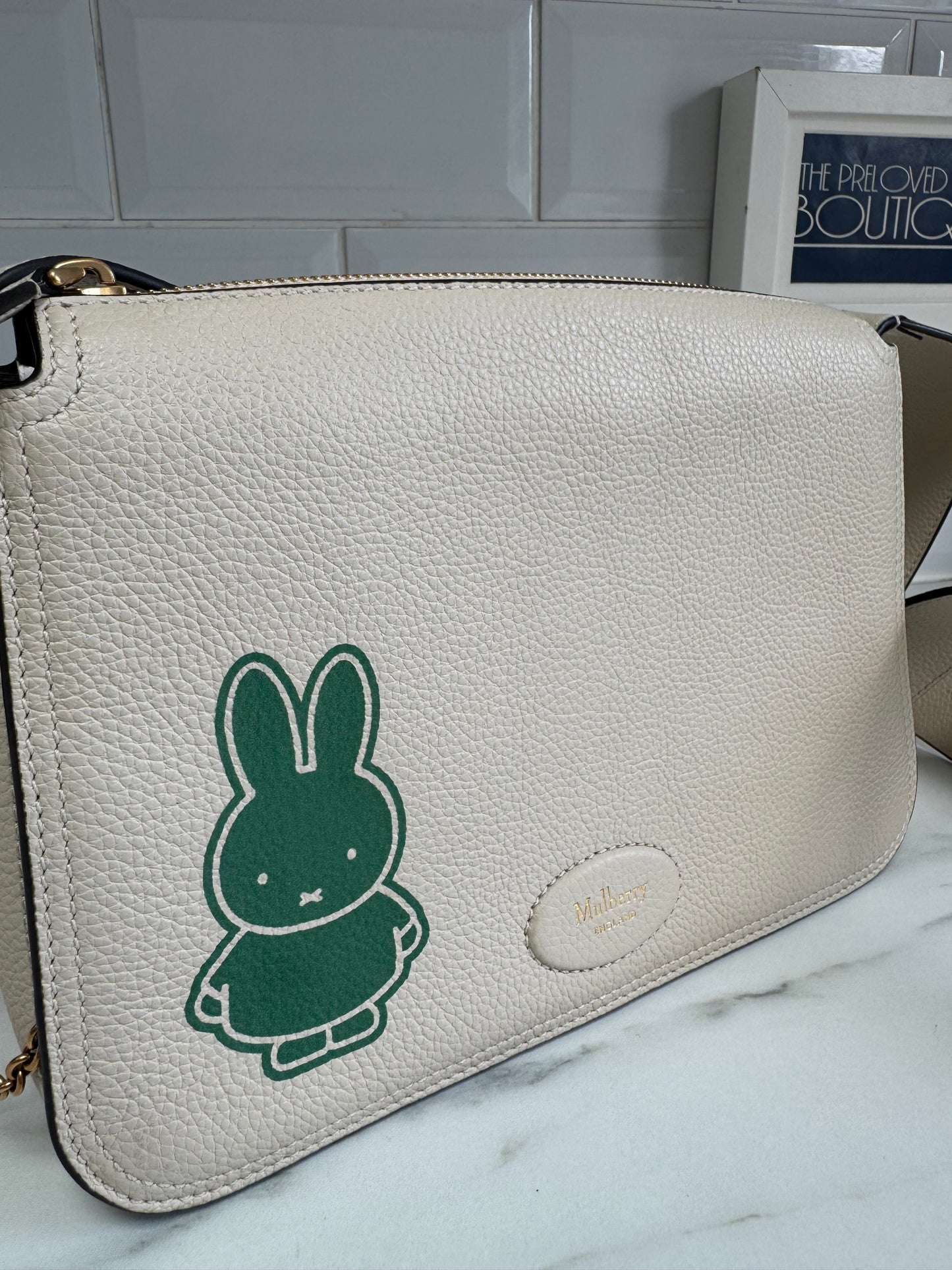 Mulberry Limited Edition “Miffy” Billie Shoulder Bag - Chalk & Green