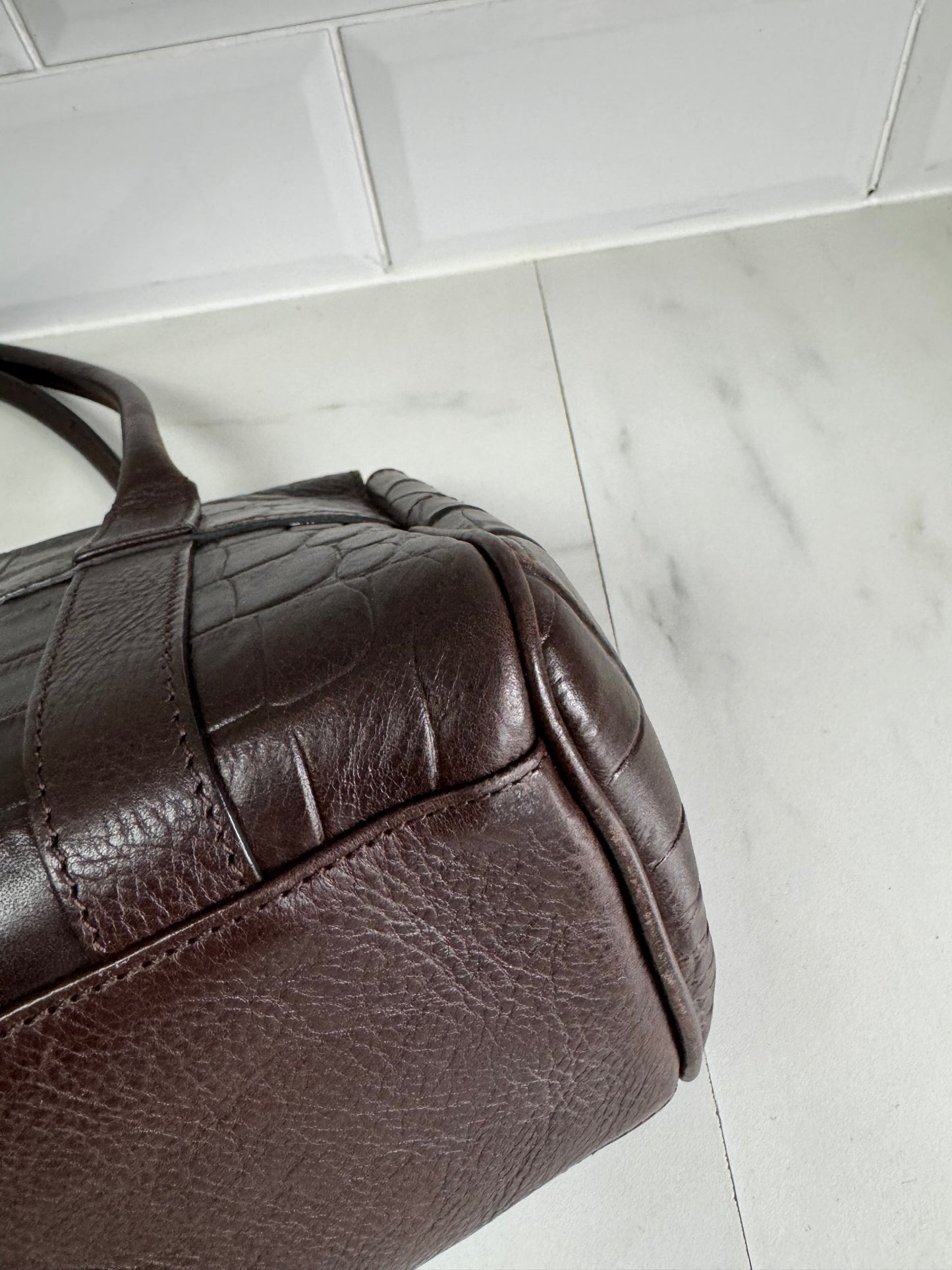 Mulberry East West Bayswater - Chocolate Croc Embossed