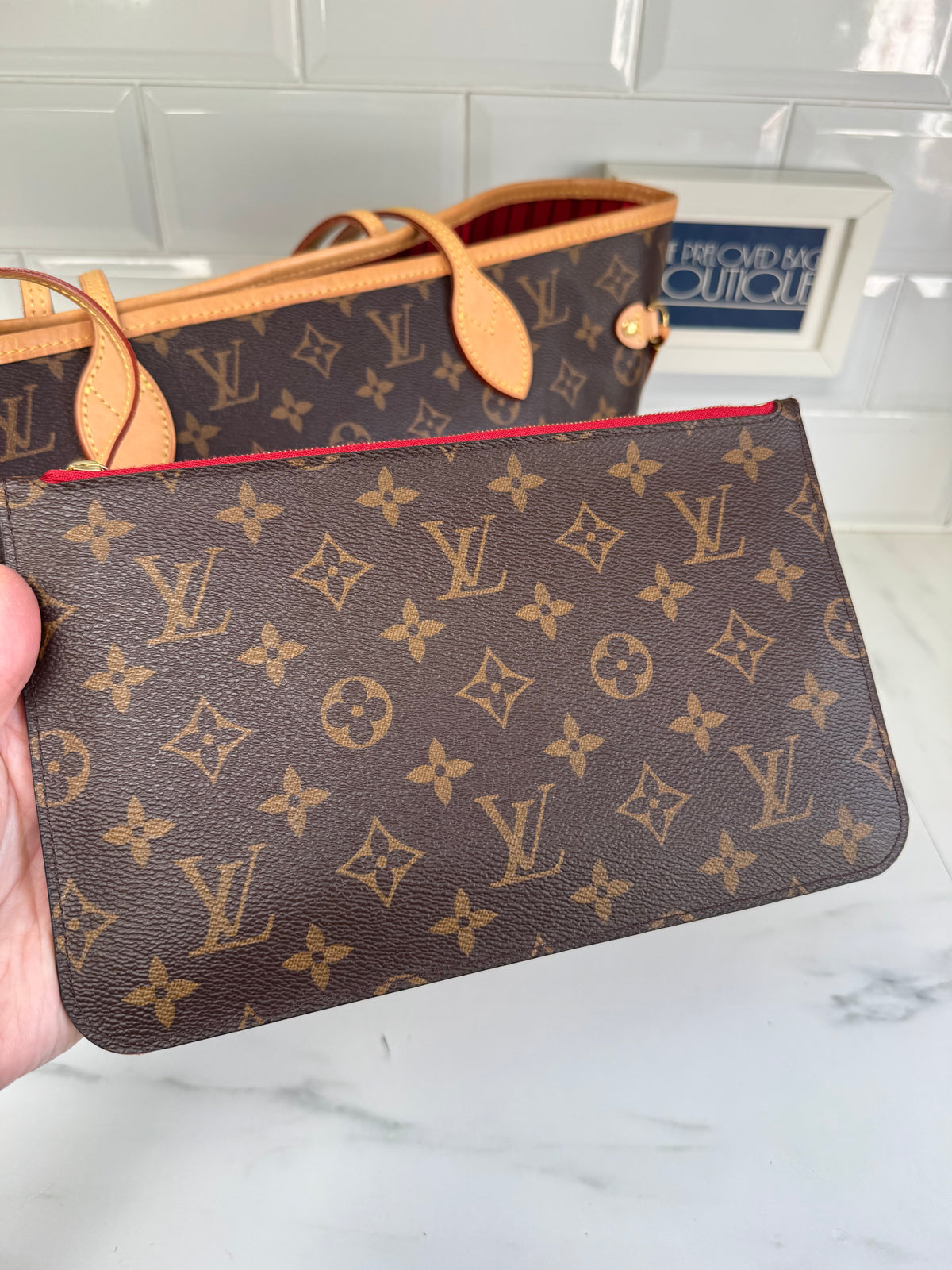Louis Vuitton MM Neverfull & Pouch- Monogram Cerises