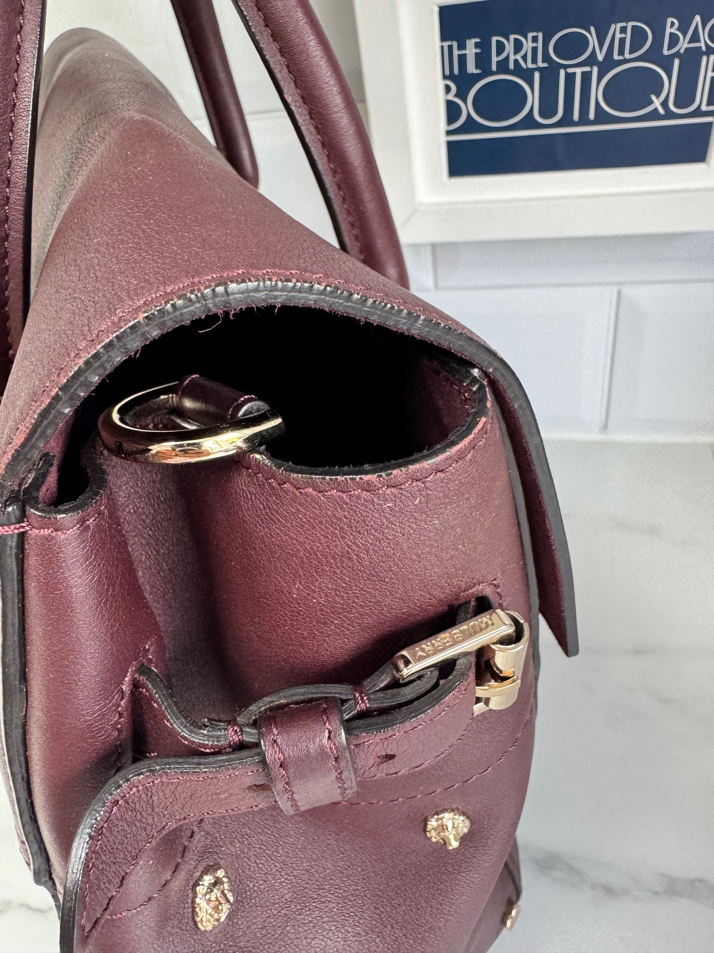 Mulberry Medium Limited Edition Cara  Delevingne Lion and Heart Rivet Backpack - Oxblood