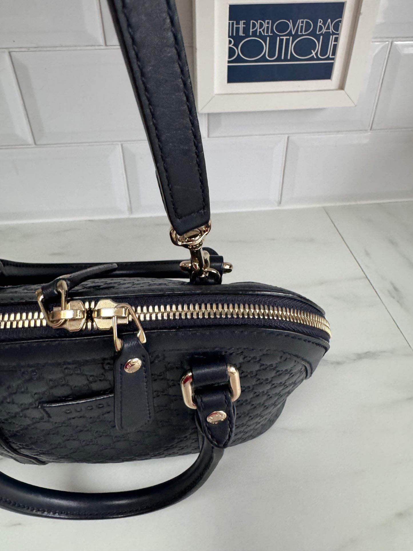 Gucci Guccissima Small Dome Bag - Navy
