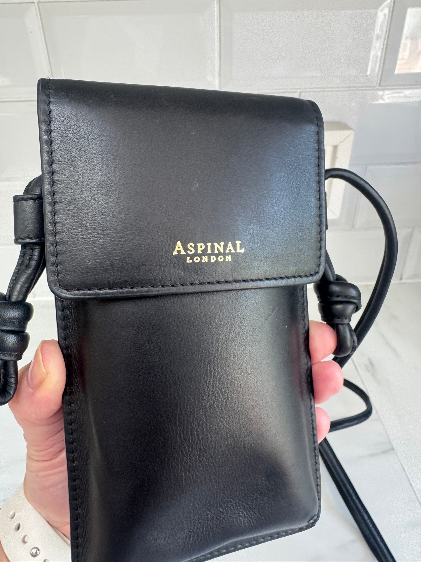 Aspinal of London Cross Body Phone Pouch - Black